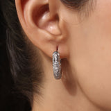 Silver Plated White CZ Stone Hoop Earrings