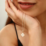 Gold White Blossom Pendant  Necklace