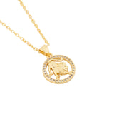 Gold Plated La King Charm Pendant with CZ Stone