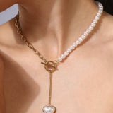 Heart Shape Pendant Chain with Shell Pearl Necklace