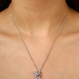 Silver Dove Pendant Pendant with Pink Stones Necklace