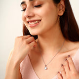 Silver Solitaire Circle Pendant Necklace