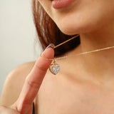 Gold Heart Pendant With Clear Crystal Necklace