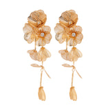 Rose Gold Floral plated Long Earrings