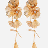 Rose Gold Floral plated Long Earrings