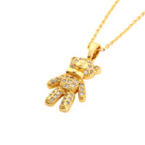 Gold Teddy crystal Pendant Necklace