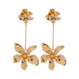 Gold plated Rose Flower Long Earrings