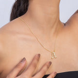Gold Plated A Letter Pendants with CZ Stone