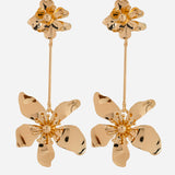 Gold plated Rose Flower Long Earrings