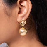 Metal Ball Drop Earrings with Cubic Zirconia