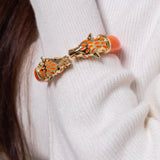 Orange Enamel Gold Plated Panther Bangle