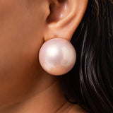 Gold Plated  Shell Pearl Stud Clip-On Earrings (20mm)