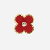 Diamond Red Clover Earrings