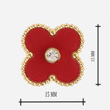 Diamond Red Clover Earrings
