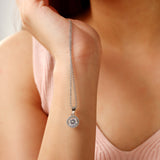 Silver Solitaire Circle Pendant Necklace