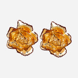 Black and Gold plated Floral Earrings