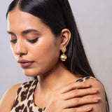 Metal Ball Drop Earrings with Cubic Zirconia