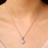 Silver Heart Pendant with White Gemstone Necklace