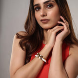 Green Serpentine Gold Bracelet Cuff