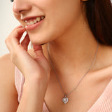 Silver Heart Pendant with White Gemstone Necklace
