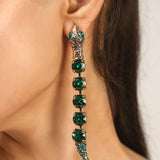 Gold Plated Green CZ Stone Snake Earrings
