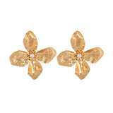 Floral Hammered Gold plated Pearl Earrings