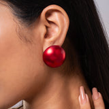 Red Enamel Gold Plated Earrings
