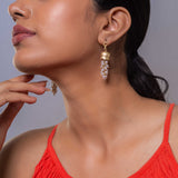 Gold Plated Shell Pearl Hanging Earrings