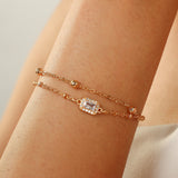 Gold Crystal Cut Rectangle Bracelet