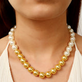 Gold & White Ombre Pearl Necklace