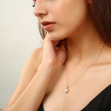 Gold Heart Pendant With Clear Crystal Necklace