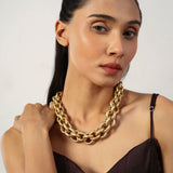 Gold Plated Antitarnish Glam Necklace With Adjustable Chain