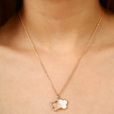 Gold Twin Clover Pendant Necklace