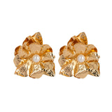 Floral Hammered Gold plated Earrings