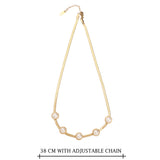 Gold Plated White Pearl Necklace with Adjustable Chain