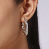 Silver Plated White CZ Stone Hoop Earrings