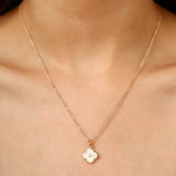 Gold White Blossom Pendant  Necklace