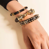 Black Enamel Panther Bangle