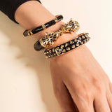 Thick Thorny Black Enamel Bracelet Cuff