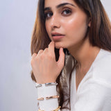 Rose Gold Plated Floral Bracelet Cuff