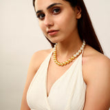 Gold & White Ombre Pearl Necklace