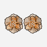 Black and Gold plated Flower Power Earrings