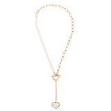 Heart Shape Pendant Chain with Shell Pearl Necklace