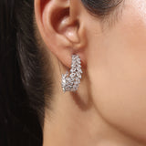 Silver Plated White CZ Stone Hoop Earrings