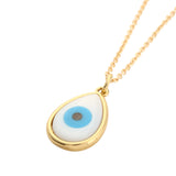 Gold Teardrop Evil Eye Pendant Necklace