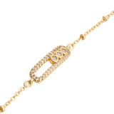 Gold Dainty Three-Stone Rectangle Bracelet