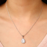 Silver Crystal Teardrop Pendant Necklace