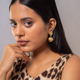 Metal Ball Drop Earrings with Cubic Zirconia