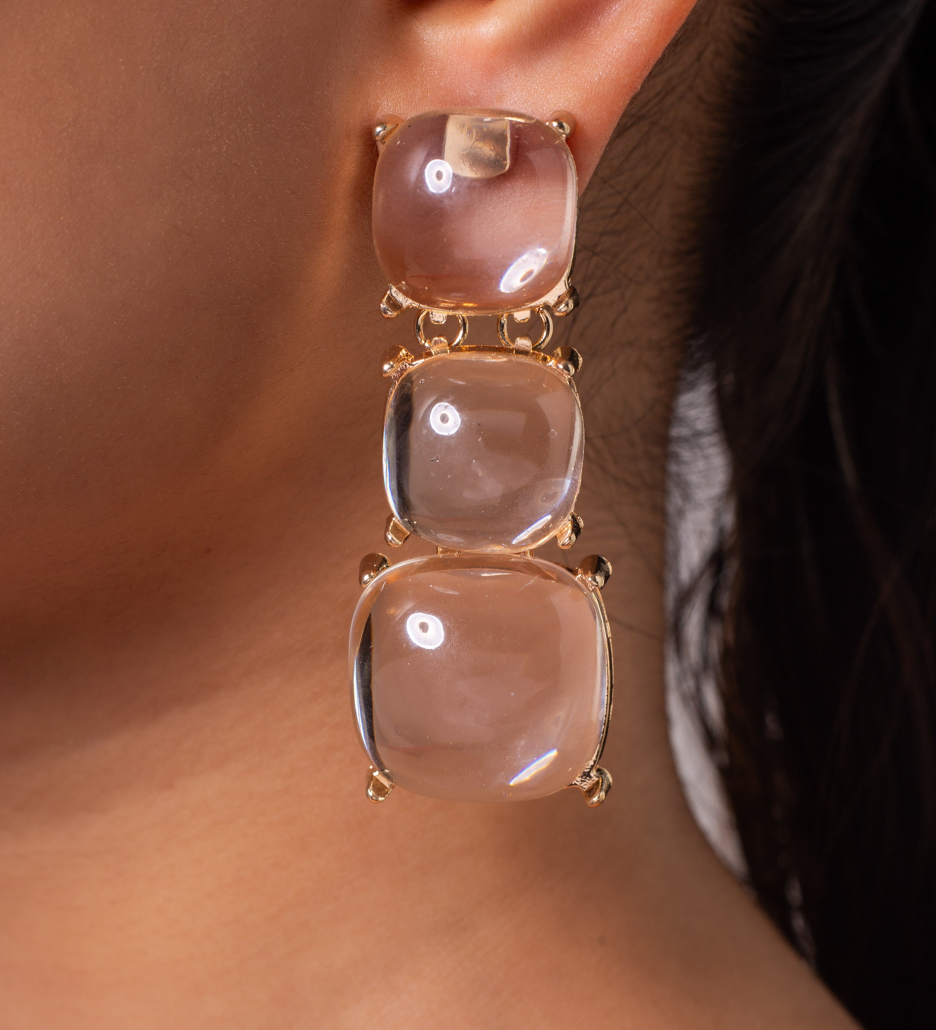 Gold Plated Cubic Zirconia Dangling Earrings