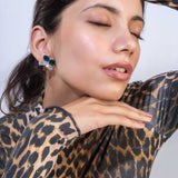 Silver Plated Flower Shape Earrings for Women with CZ Stones